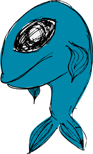 ब्लू कार्टून मछली वेक्टर चित्रण