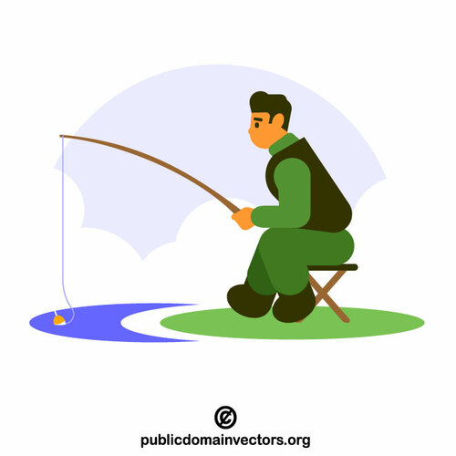 Fisherman with a fishing rod