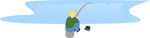 Pescador pesca por una imagen vectorial de lago