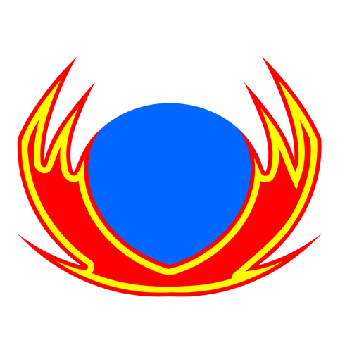 Vektor ClipArt Flames runt blå sön Logga