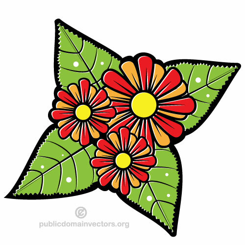 Flor em um clip-art folha vector