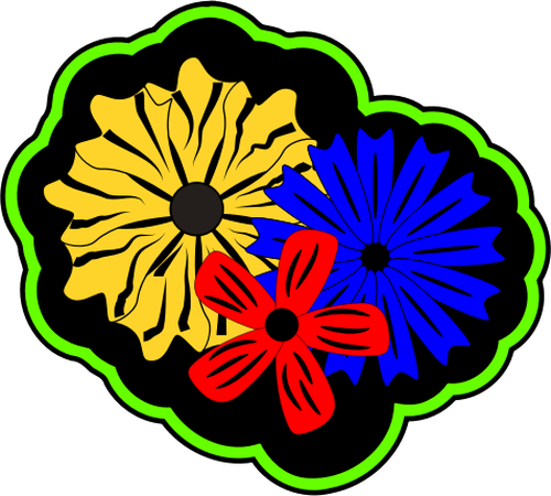 Retro ada çiçek Çizim vektör