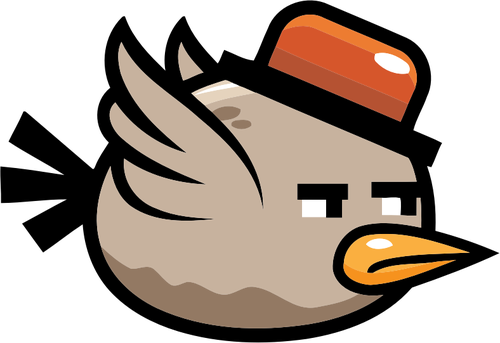 Uccello del fumetto con un cappello