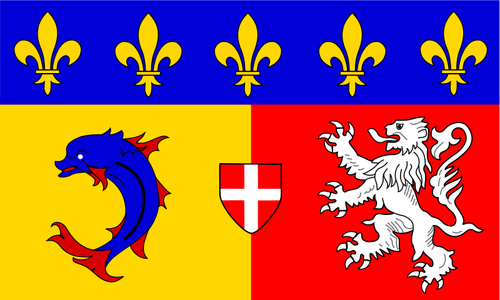 Rhône-Alpes-regionen flagg vektor illustrasjon