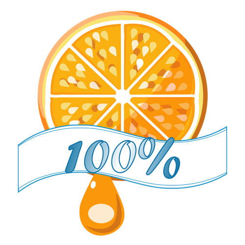 100% orange vector eticheta