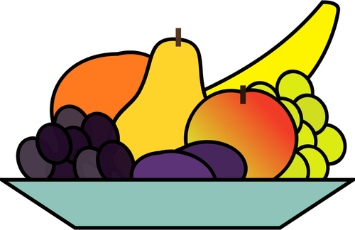 Vectorafbeeldingen van plaat van vruchten tekening