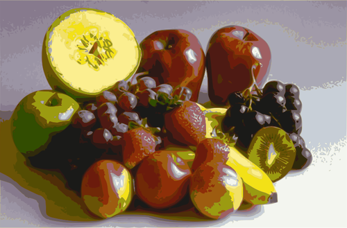Vektör grafikleri stilize meyve seçimi bir tablo