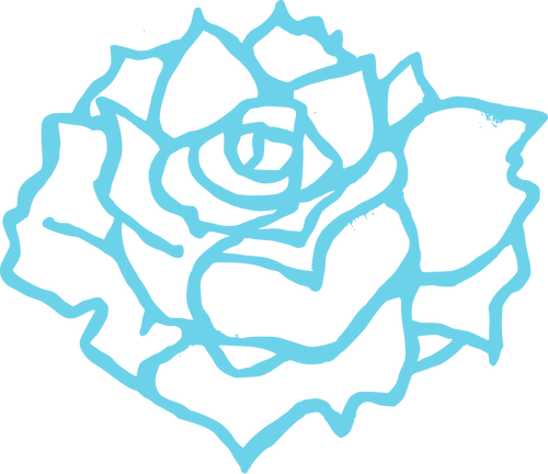 Ilustração em vetor de plena floração rosa no contorno azul