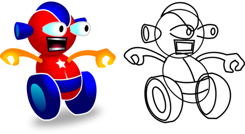 Vector afbeelding van wielen robot spel karakter