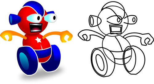 Vector image of wheeled robot game character