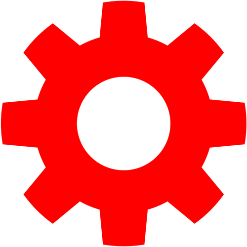 Rote Zahnrad-Symbol