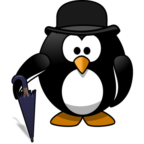 Pingouin gentleman avec des graphiques vectoriels parapluie