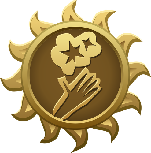 Vektortegning av alph solen formet emblem