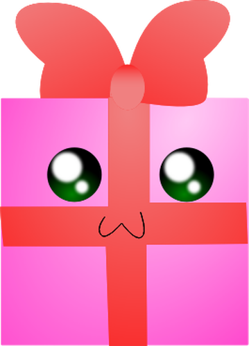 Vectorillustratie van humanoid roze geschenkdoos