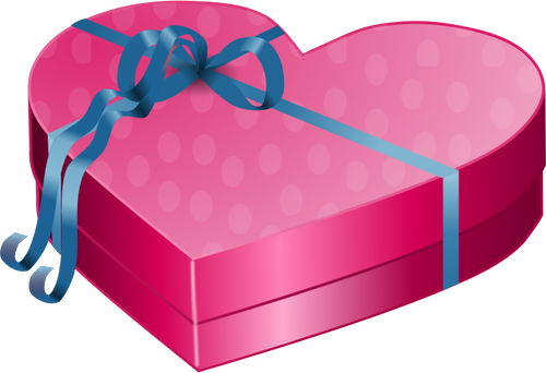 Caja de regalo rosa de día de San Valentín con cinta azul prediseñadas de vector