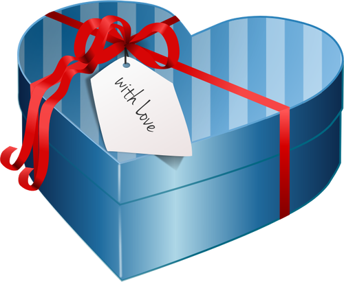 Vektor-Bild des blauen herzförmige Geschenkbox