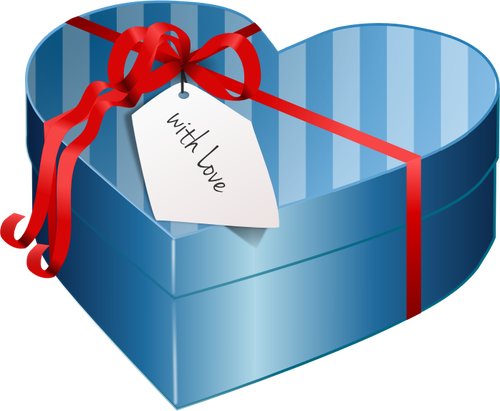 Vector de la imagen del corazón azul en forma de caja de regalo