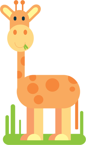 Dessin animé girafe nourrissant d’herbe