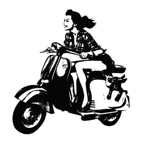 Fată scooter grafică vectorială