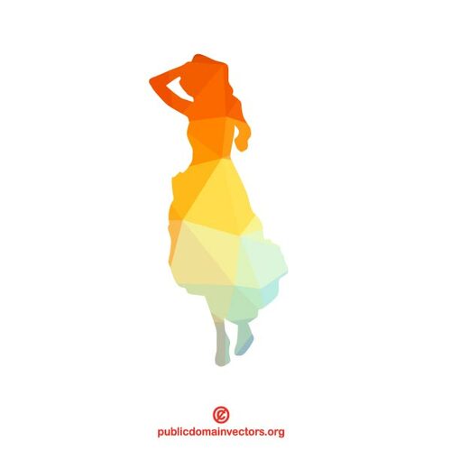 Modèle polygonal silhouette de jeune fille