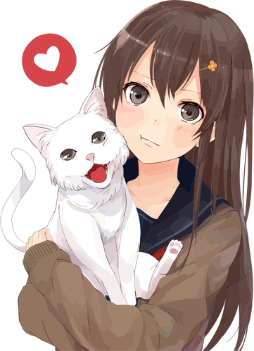 बिल्ली का बच्चा के साथ Anime लड़की