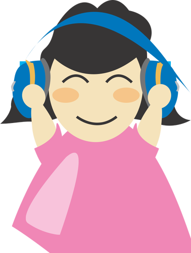 Chica con auriculares vector illustration