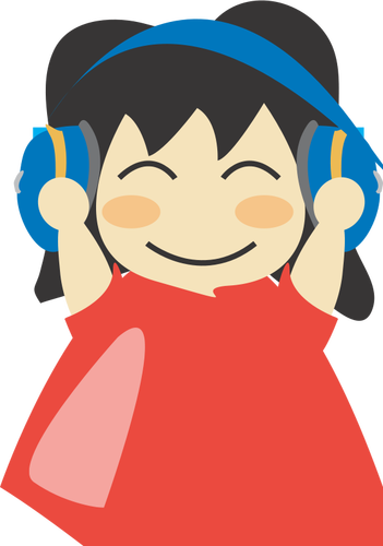 Girl with headphones vector drawing