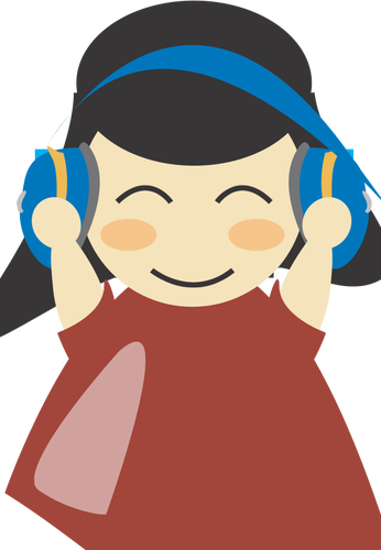 Chica con auriculares vector de la imagen