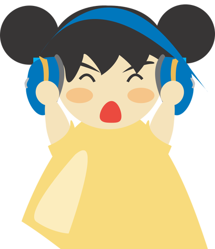 Gadis dengan headphone vector illustrtaion