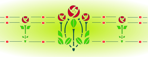 Roses sur une illustration de fond vert