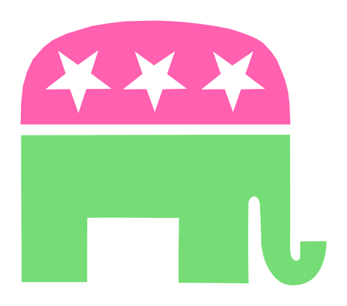 Elefante verde e rosa