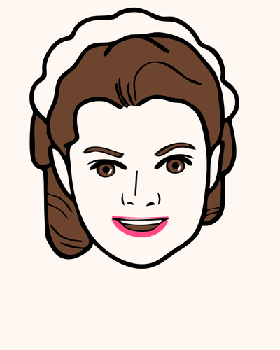 Ilustração em vetor de avatar de rosto de menina em fundo rosa