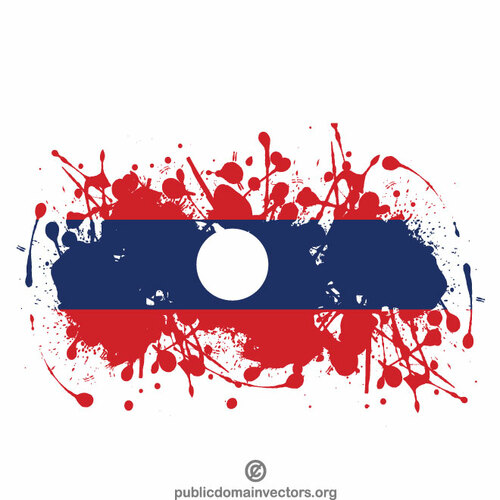 Laos flag grunge ink