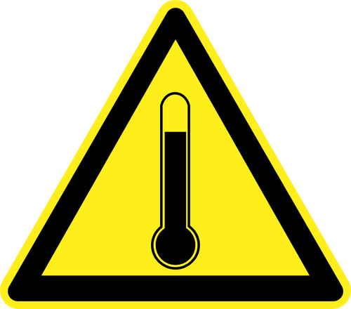 Znak ostrzegawczy temperatury zagrożenia wektor wyobrażenie o osobie