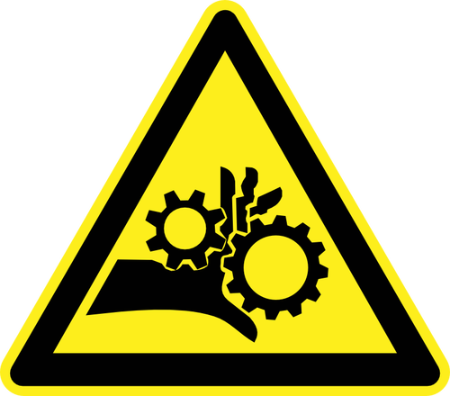 Znak ostrzegawczy zagrożenia mechaniczne sympatii wektor wyobrażenie o osobie