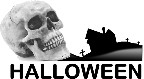 Decor Halloween cu craniu de desen vector
