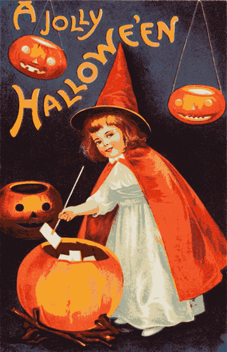 Винтажная открытка на Хэллоуин