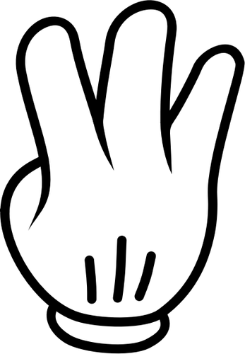 Vector drawing of a glove with three fingers up