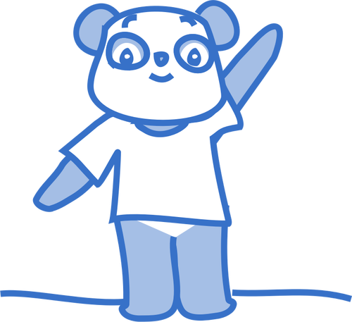 Image vectorielle de personnage de dessin animé Panda heureux en bleu pastel