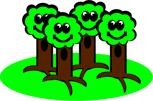 Alberi felice sorridente disegno vettoriale