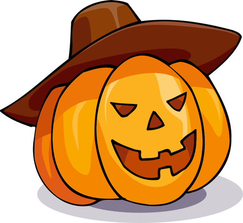 Halloween pompoen met een sombrero vector tekening