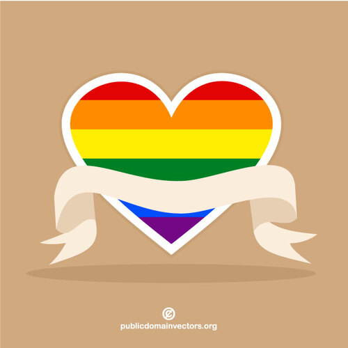 LGBT pride heart with ribbon