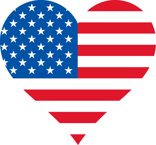 Bandera de Estados UNIDOS en forma de corazón