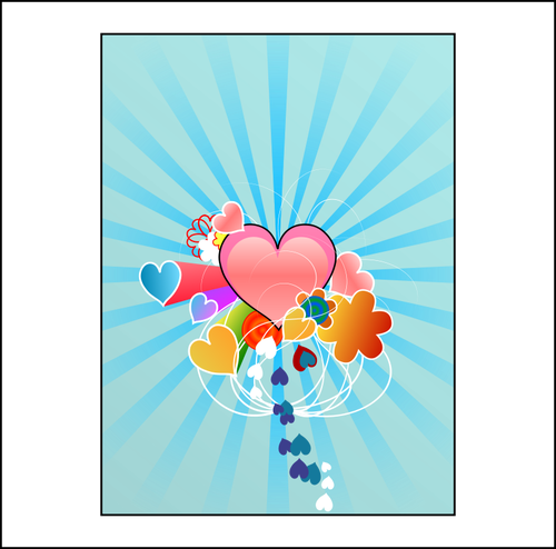 Coeurs avec rayons bleus vector image