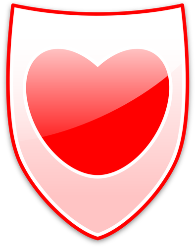 红色的心，盾形的矢量图