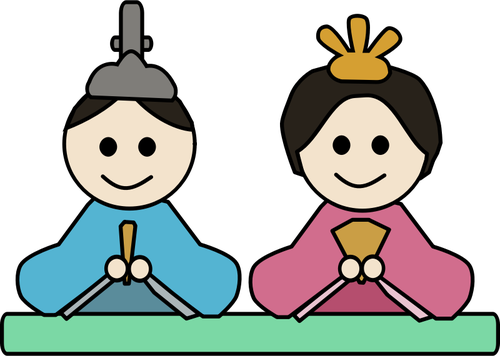 Clipart vectorial de muñeca masculina y femenina en Japón