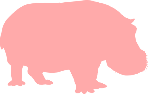 Gambar vektor Hippo siluet pink