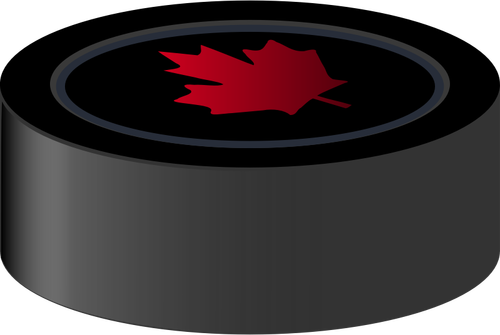 Hokey diski Kanada akçaağaç yaprağı ile vektör görüntü