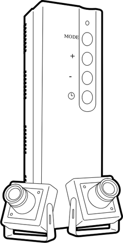 2 개의 카메라와 DVR 주택의 벡터 그래픽