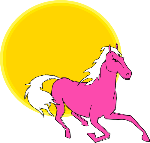 Prediseñadas de vector de correr caballo rosa sol